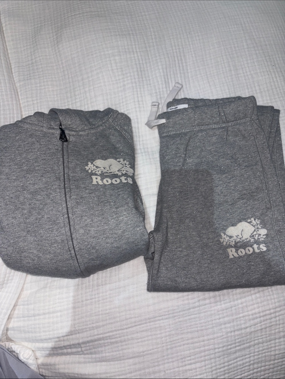 Roots Heather Grey With Sparks Logo Hoodie and Joggers Set